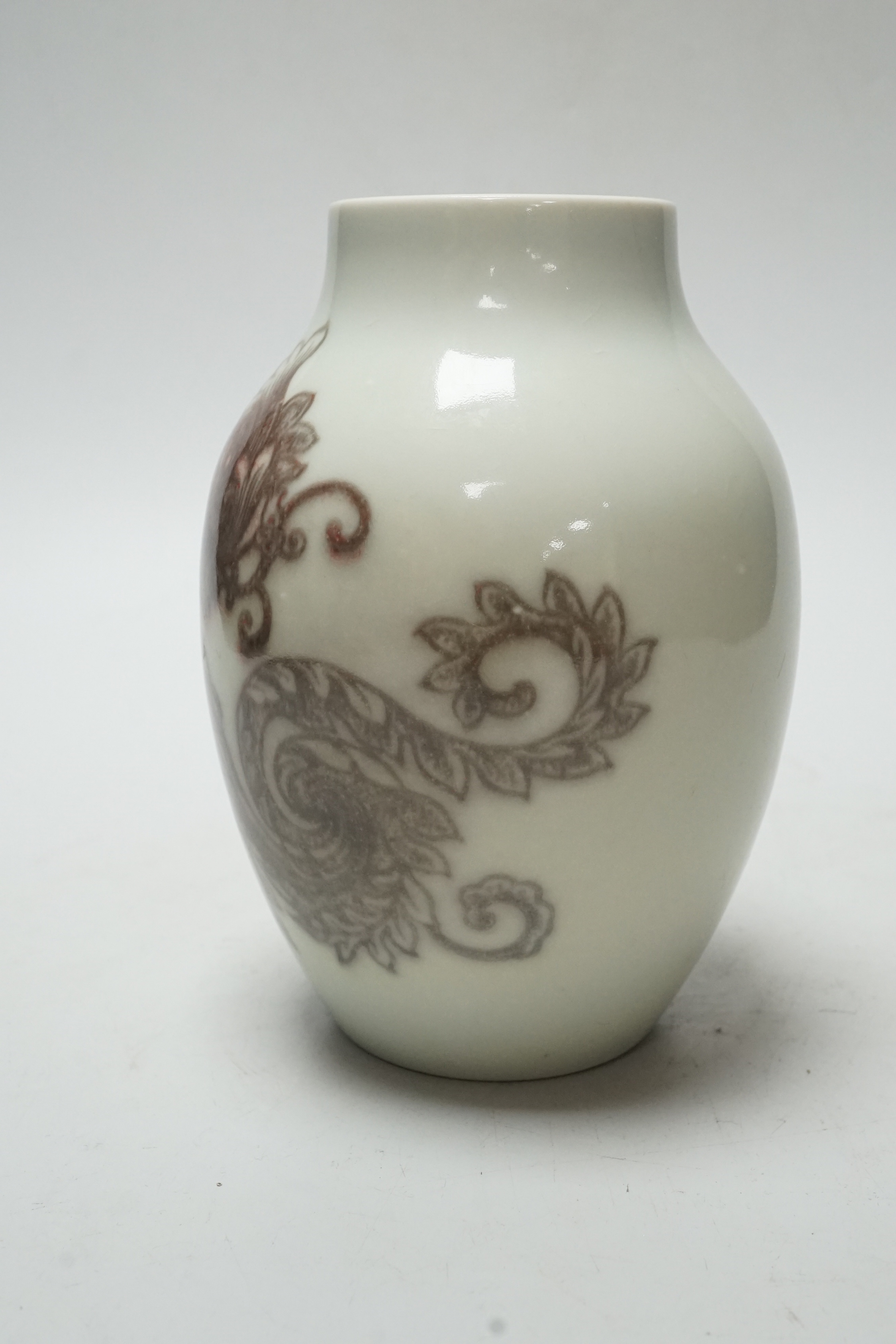 A Chinese underglaze copper red vase, 18cm high